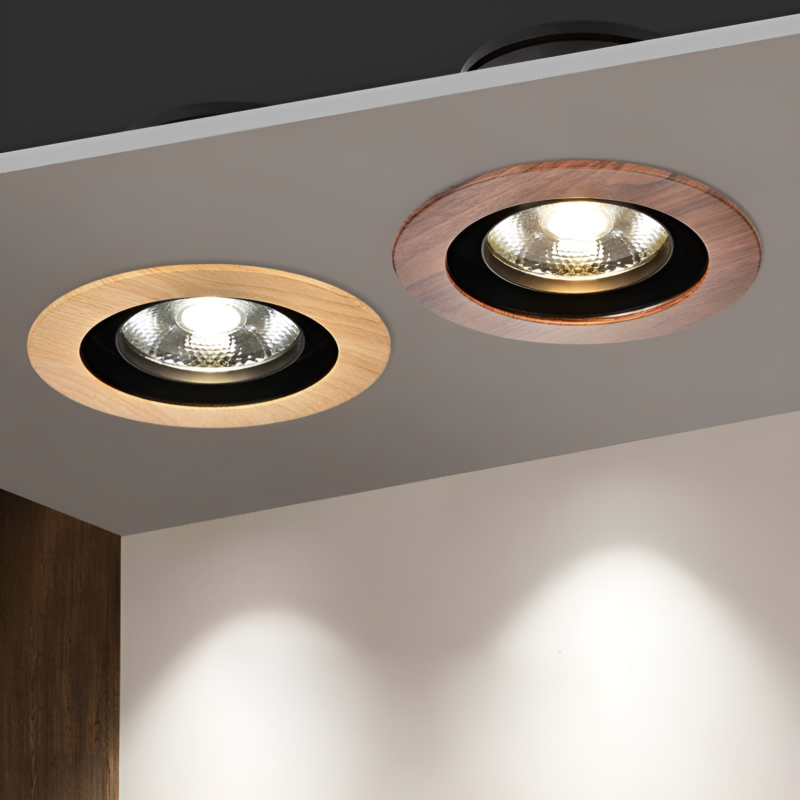 Đèn rọi downlight bằng gỗ hình tròn siêu mỏng L7340 1