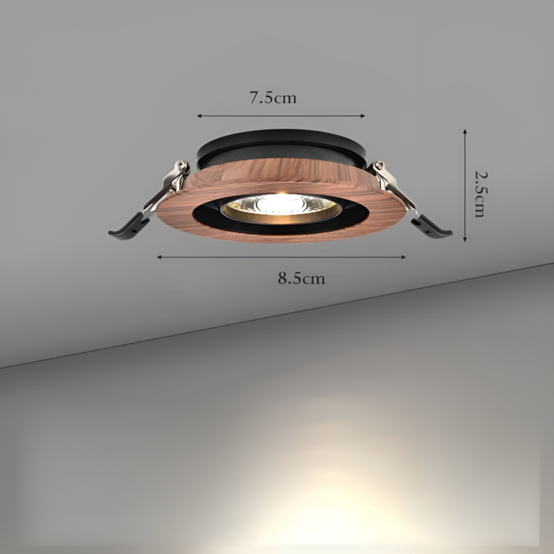 Đèn rọi downlight bằng gỗ hình tròn siêu mỏng L7340 4