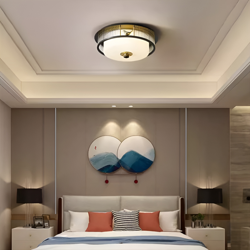 Đèn trần hình trụ tròn bằng đồng kiểu Á Đông DX478 3