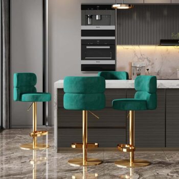 Ghế quầy bar tựa lưng cong bọc nhung hiện đại SC6795