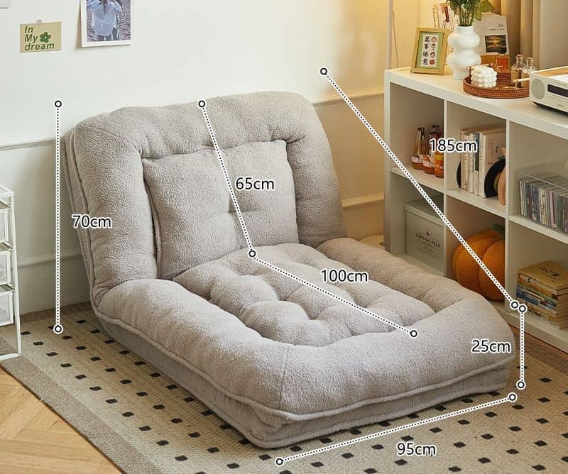 Ghế sofa lười kiêm giường gấp bọc vải nhung HJ5112 14