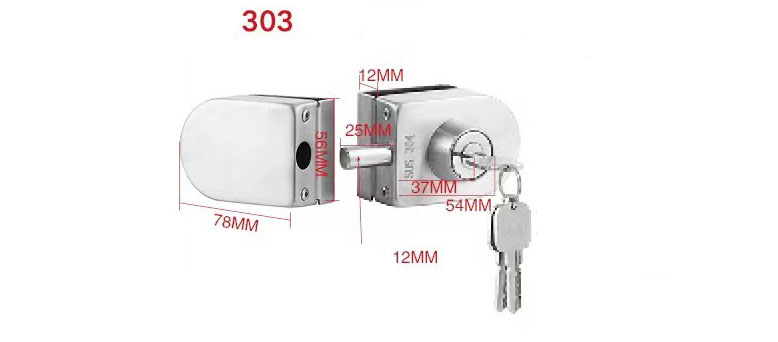 Khóa cửa kính chốt đơn bằng inox 304 HLS303 8