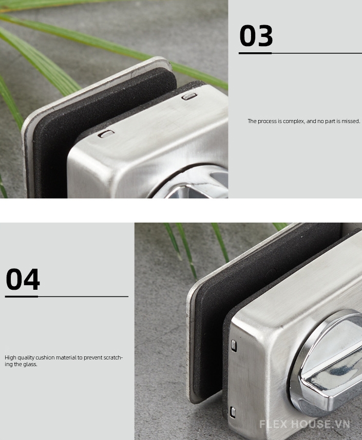 Khóa cửa kính cường lực bằng inox HGL1697 6