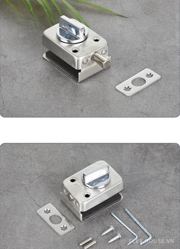 Khóa cửa kính cường lực bằng inox HGL1697 7