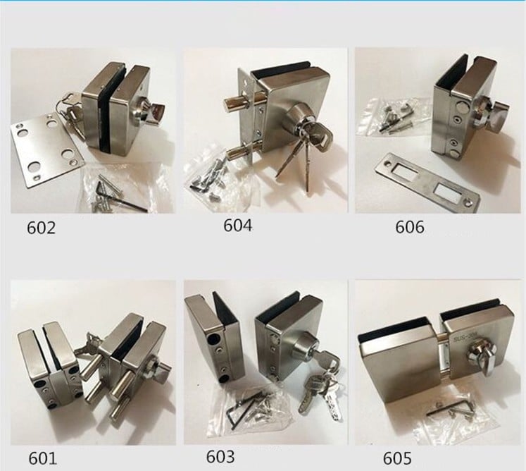 Khóa cửa kính inox 304 cho cửa đơn và đôi BS5742 19