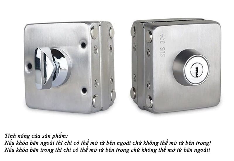 Khóa cửa kính inox 304 cho cửa đơn và đôi BS5742 20