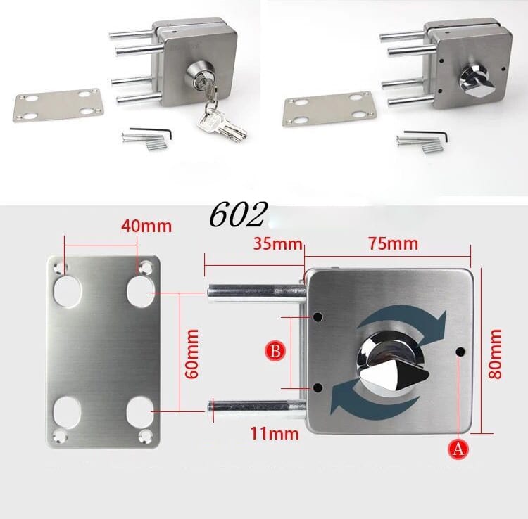 Khóa cửa kính inox 304 cho cửa đơn và đôi BS5742 16