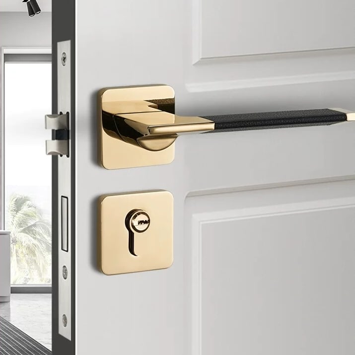 Khóa cửa tay gạt hợp kim kẽm bọc da hiện đại TT007 12