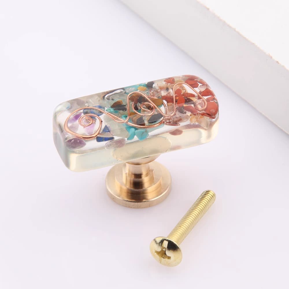 Núm tay nắm tủ đế đồng bằng sỏi handmade YZR6937 6