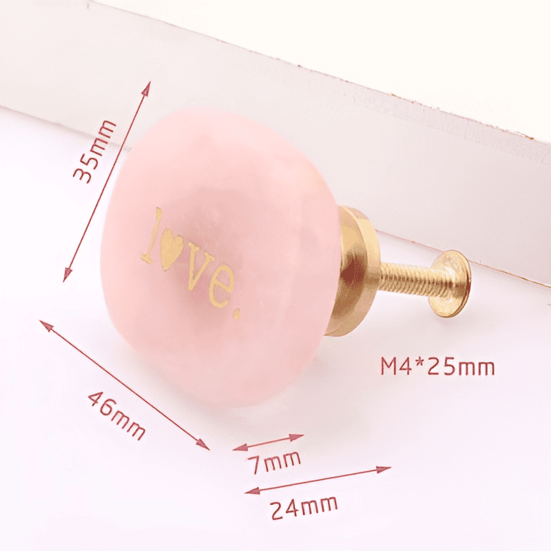 Núm tay nắm tủ pha lê tình yêu màu hồng YZR1843 9
