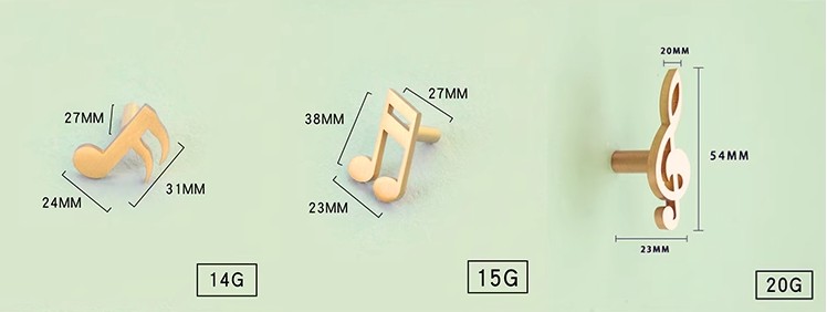 Tay nắm tủ đồng thau hình nốt nhạc decor YF972A 6