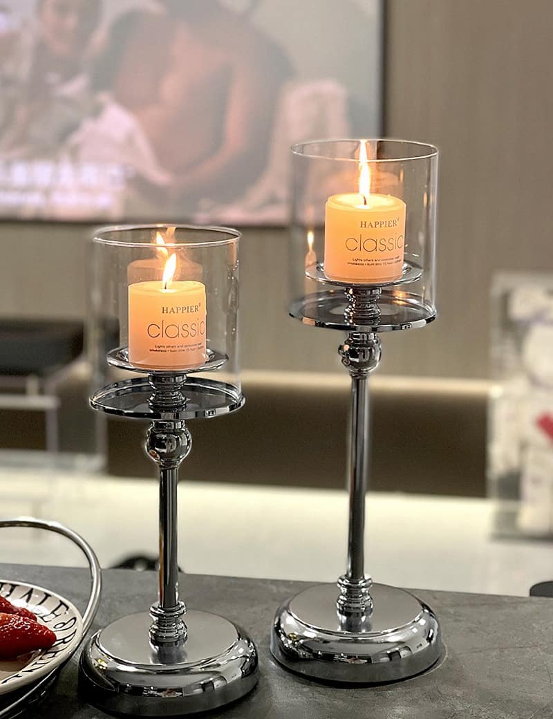 Chân nến decor phòng khách màu bạc cao cấp CW7863 6