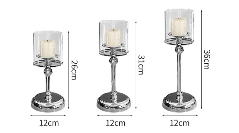 Chân nến decor phòng khách màu bạc cao cấp CW7863 11