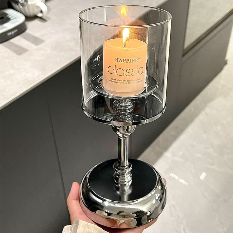 Chân nến decor phòng khách màu bạc cao cấp CW7863 7
