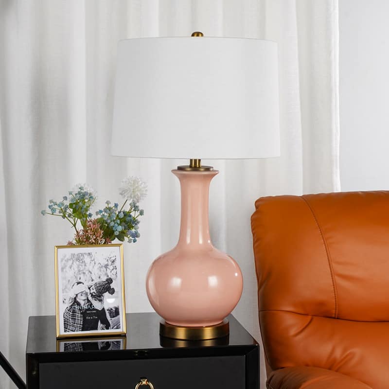 Đèn bàn gốm sứ trang trí phòng ngủ màu hồng RX277 3