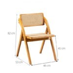 Ghế cafe lưng dệt mây khung gỗ gấp gọn FOL010