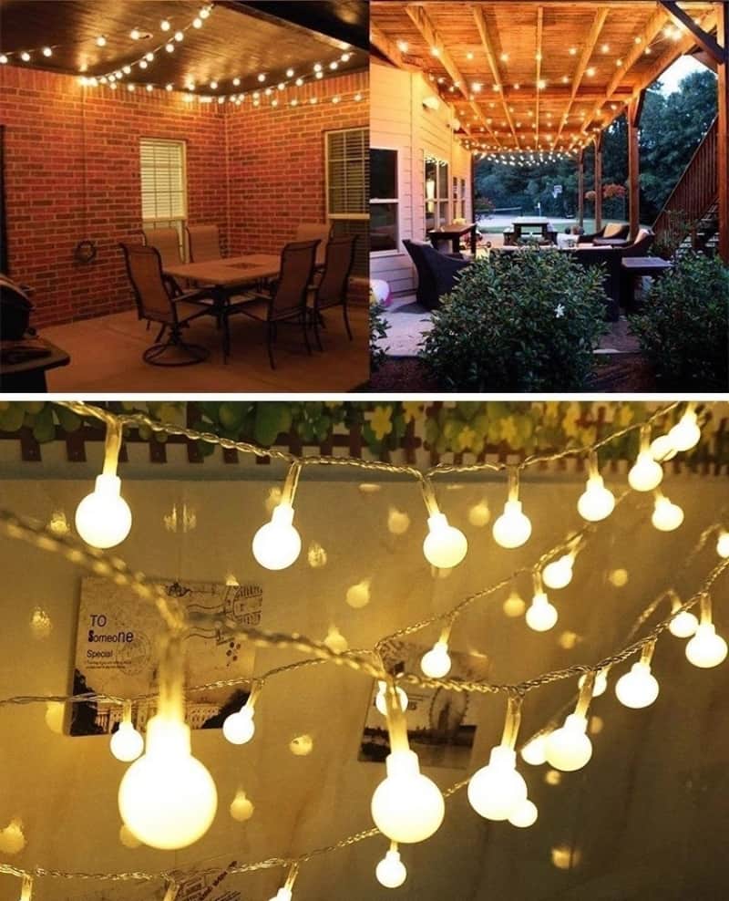 Dây đèn LED hạt bi trắng decor tiệc ngoài trời LS2021 8