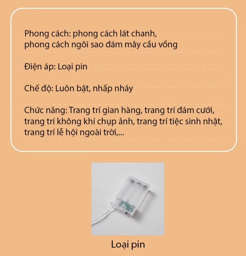 Dây đèn LED trang trí ngôi sao cầu vồng đáng yêu TY7069 15
