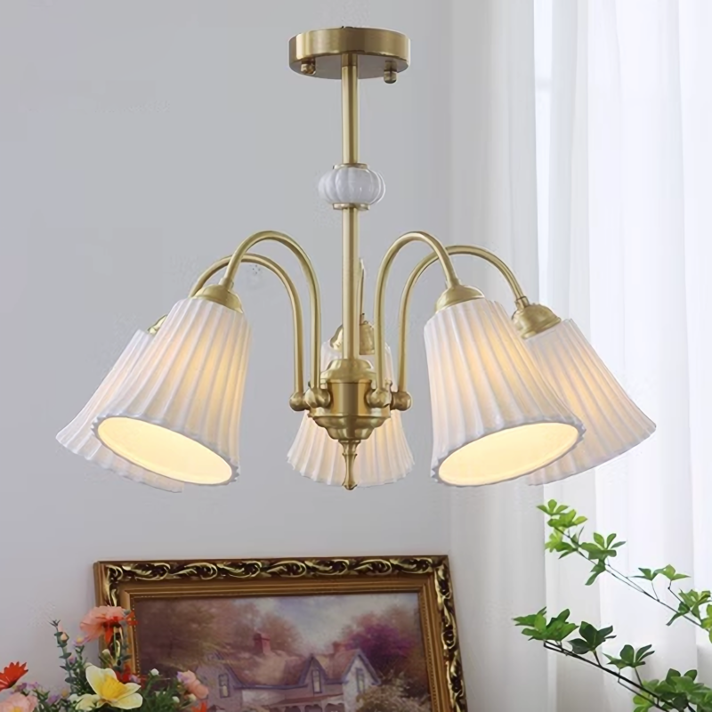 Đèn chùm gốm sứ kiểu Pháp cổ điển BO8819
