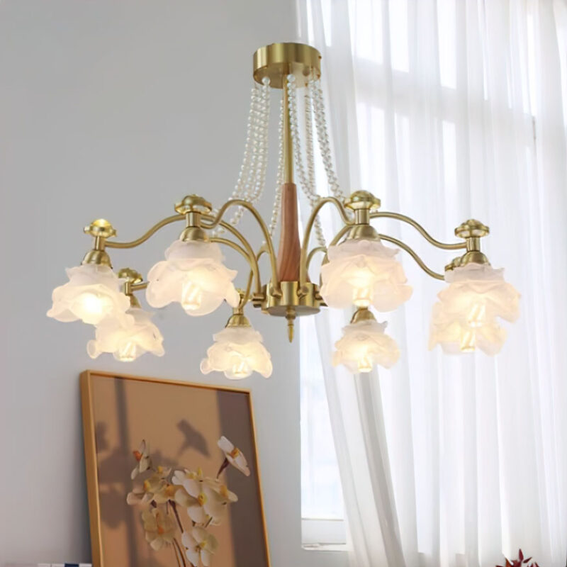Đèn chùm hoa hồng thủy tinh nghệ thuật BO8890
