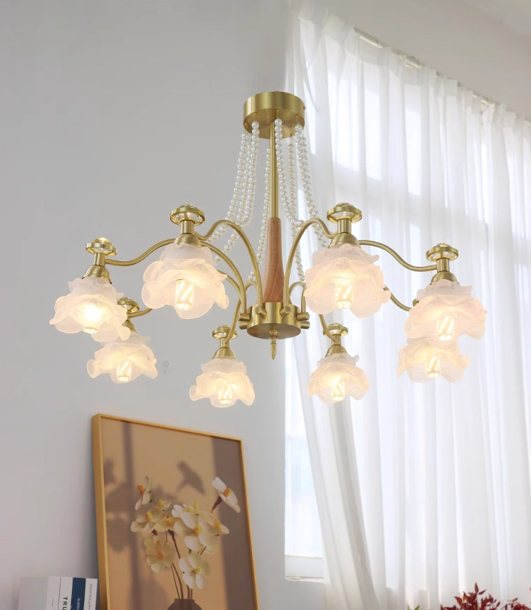 Đèn chùm hoa hồng thủy tinh nghệ thuật BO8890 6