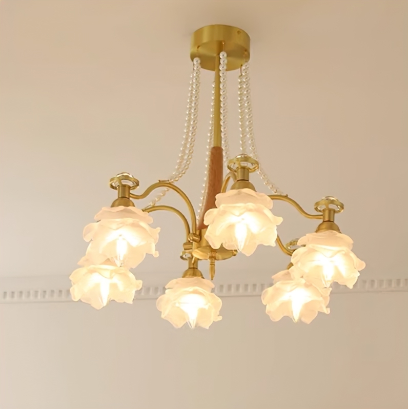 Đèn chùm hoa hồng thủy tinh nghệ thuật BO8890 8