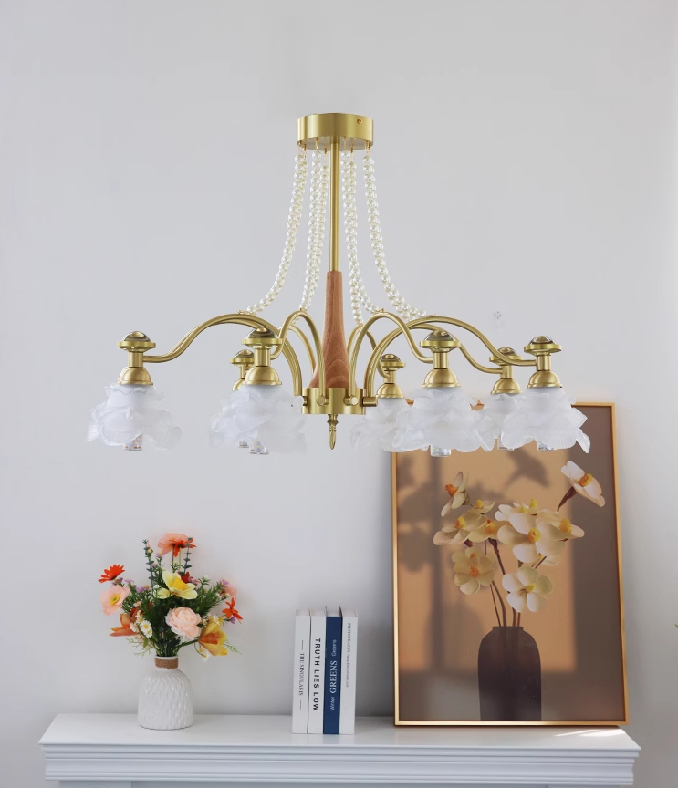 Đèn chùm hoa hồng thủy tinh nghệ thuật BO8890 9