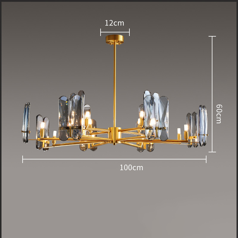 Đèn chùm pha lê phòng khách sáng tạo bằng đồng MN6914 12