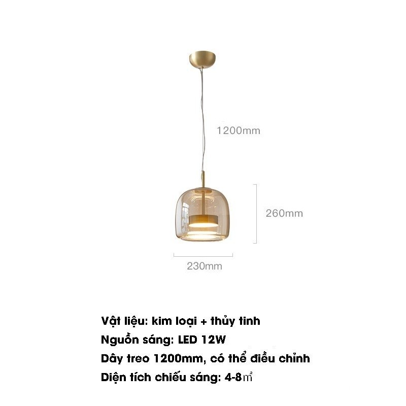 Đèn thả thủy tinh trong suốt nhiều màu sắc SBD1918