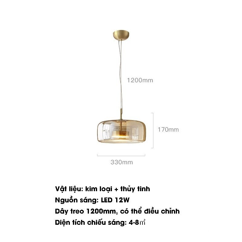 Đèn thả thủy tinh trong suốt nhiều màu sắc SBD1918