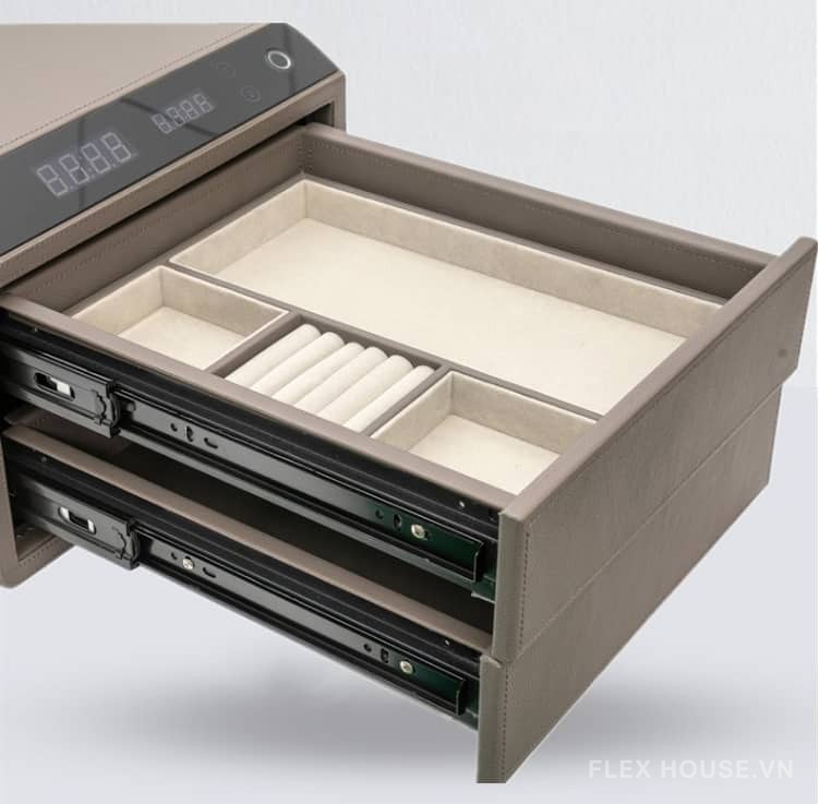 Hộp đựng đồ trang sức mật mã vân tay 2 ngăn JB8488-B 5