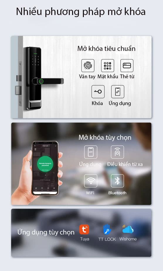 Khóa cửa thông minh tích hợp điều khiển từ xa T2602 7