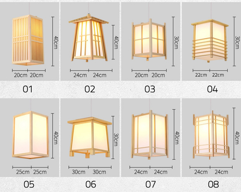 Đèn thả gỗ thông kiểu dáng đèn lồng Nhật Bản ZGY158 13