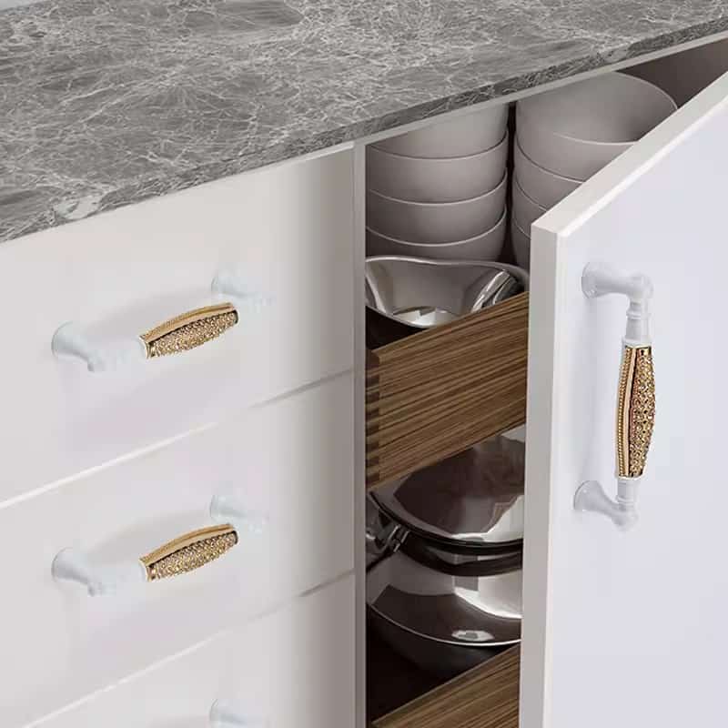 Tay nắm tủ hợp kim kém khảm pha lê JZ6749 12