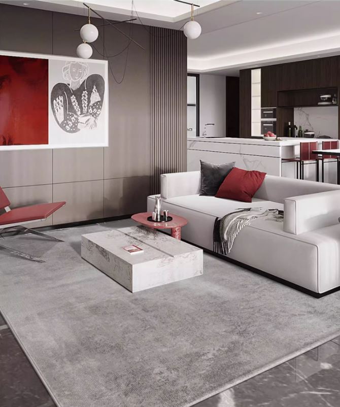 Thảm lót sàn phòng khách màu xám đơn giản hiện đại YN-XKK95 3