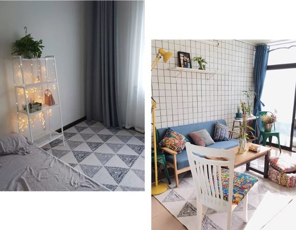 Thảm trải sàn phòng khách họa tiết tam giác tối giản LY3972 7