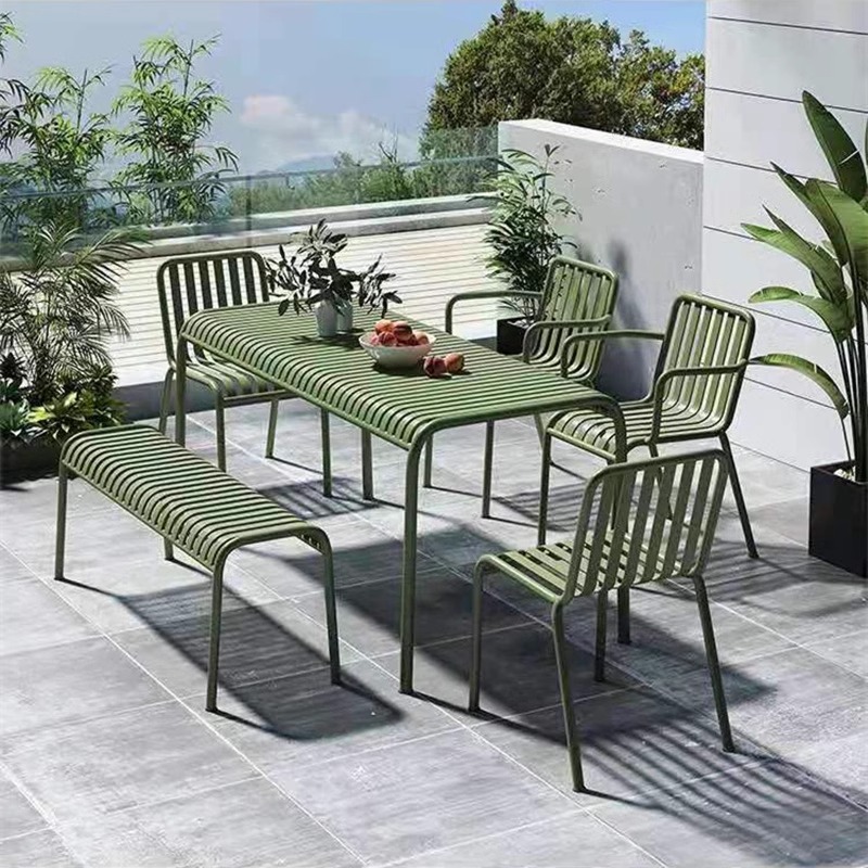 Bộ bàn ghế sắt ngoài trời phong cách tối giản FS7266