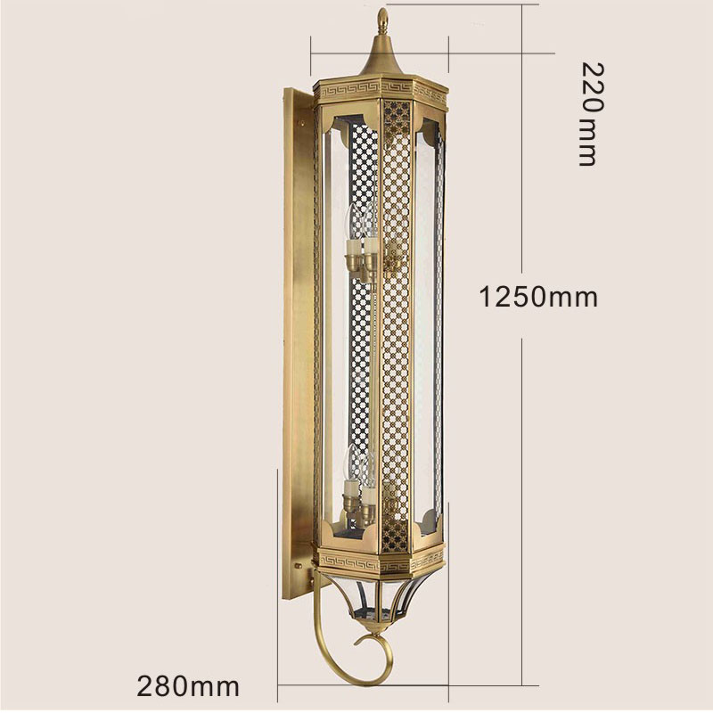 Đèn gắn tường hình trụ kiểu Pháp bằng đồng YN5659 12
