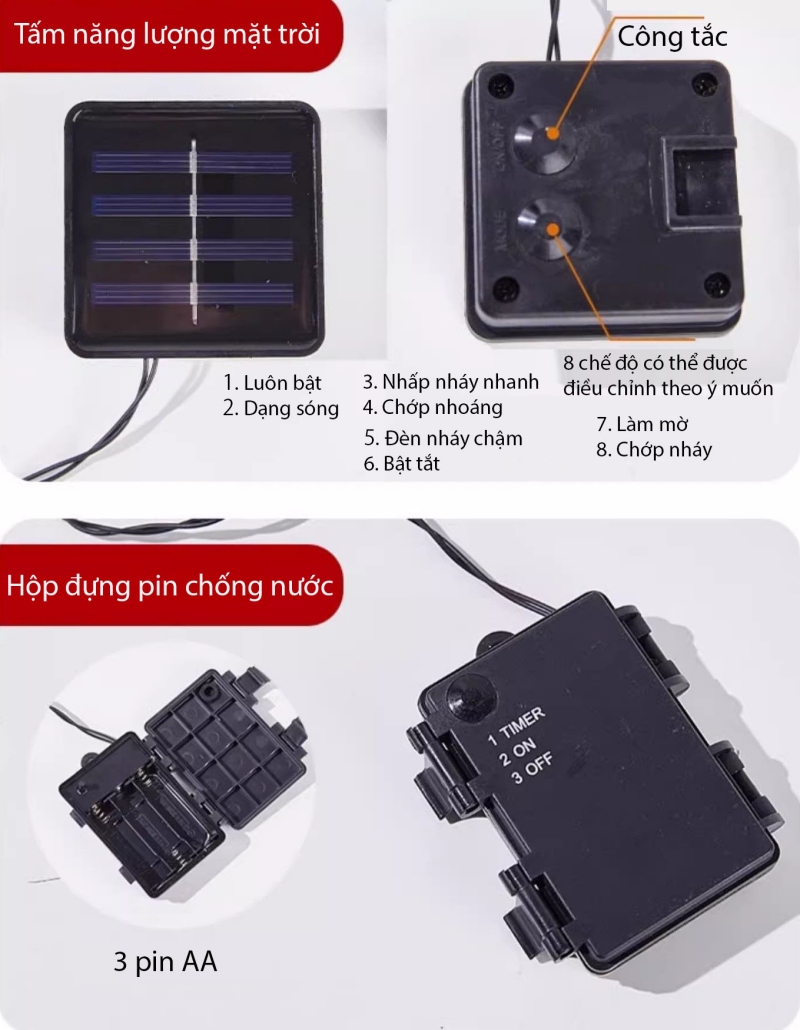 Đèn led cắm cỏ năng lượng mặt trời trang trí noel XZ5150 14