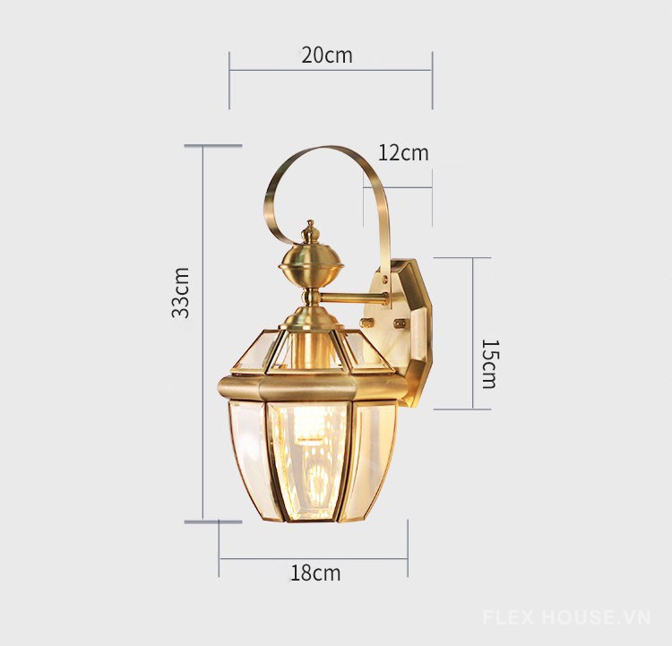 Đèn tường khung vàng đồng chiếu sáng ban công SH6755 10