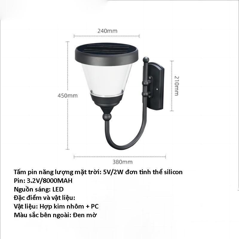 Đèn tường kiểu Châu Âu bằng hợp kim chống thấm nước BD2106 10