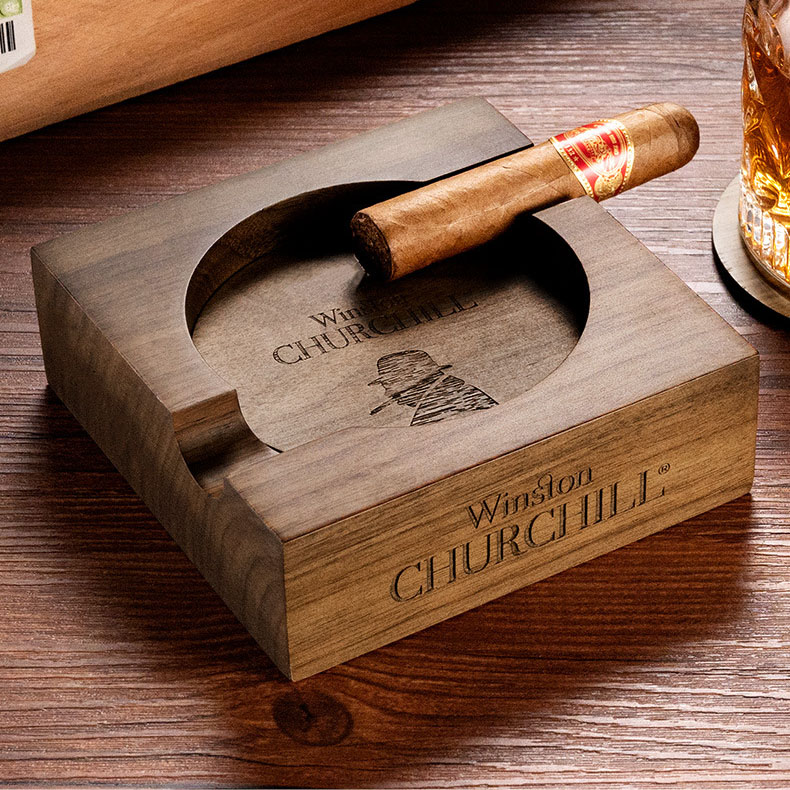 Gạt tàn Cigar 2 điếu bằng gỗ kèm đế lót ly CGL7292 15