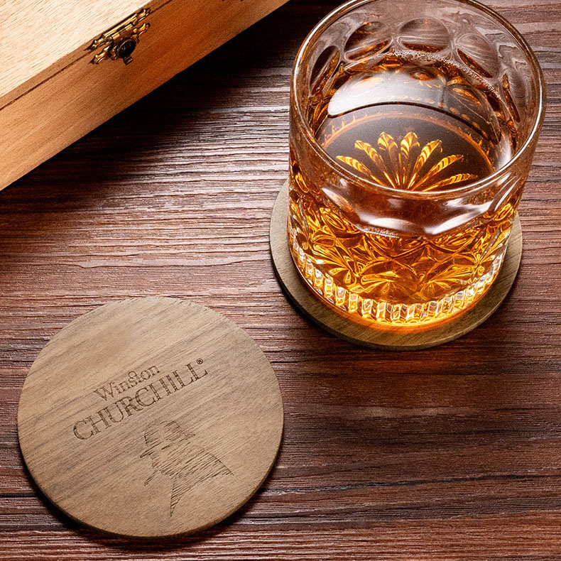 Gạt tàn Cigar 2 điếu bằng gỗ kèm đế lót ly CGL7292 10