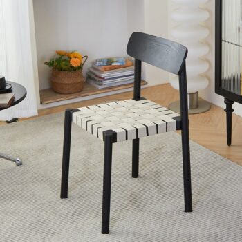 Ghế ăn gỗ đan vải phong cách Wabi-Sabi CW081