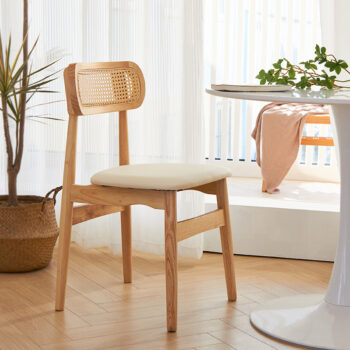 Ghế ăn gỗ tựa lưng đan mây độc đáo CW060