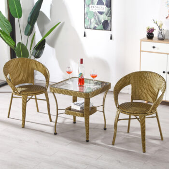 Ghế giả mây ánh kim kết hợp bàn trà BZ2615