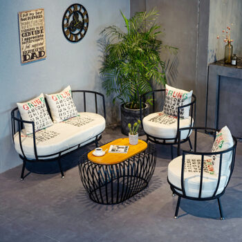 Bàn ghế sofa khung sắt decor quán cafe độc đáo TD2021