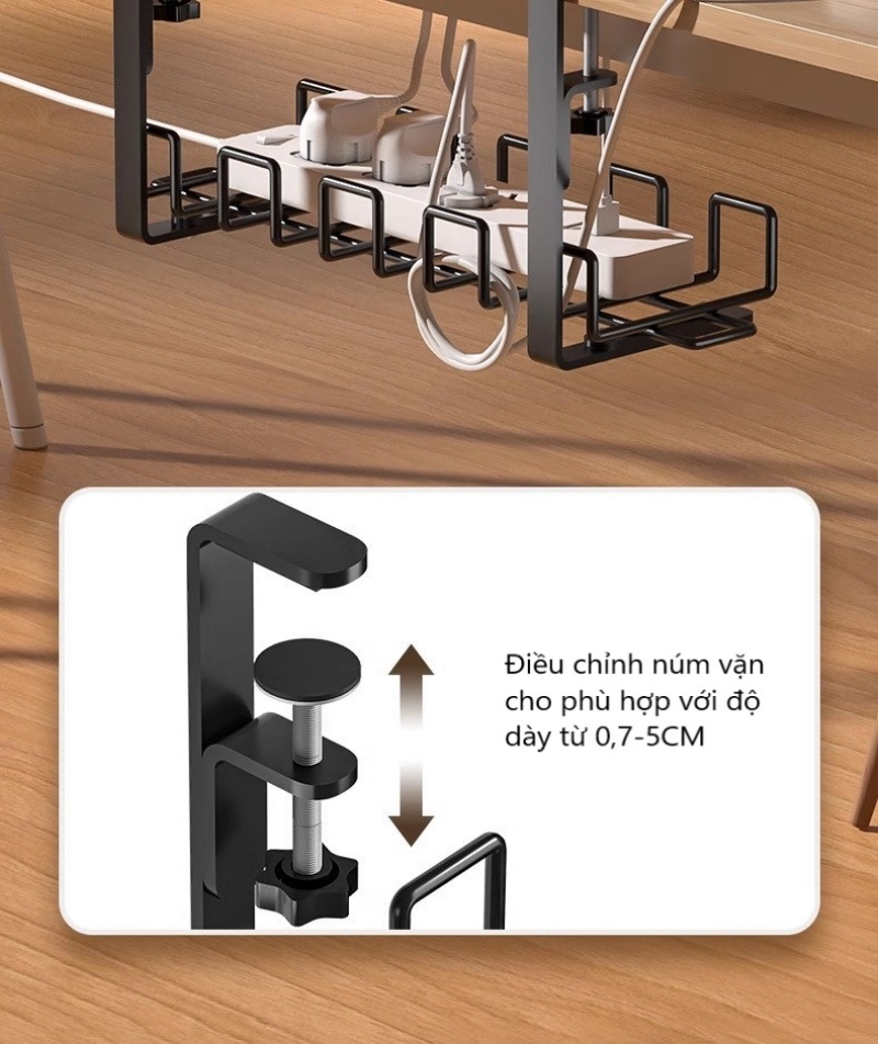 Giá đỡ ổ cắm điện gắn dưới bàn tiện dụng JJ7277 12