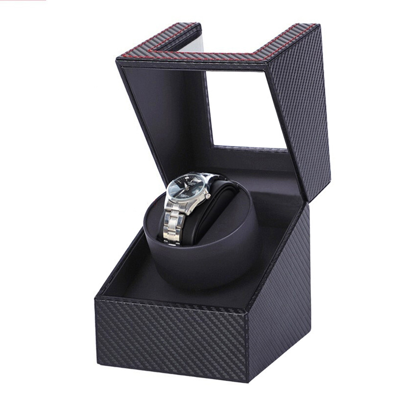 Hộp đồng hồ cơ 1 xoay bằng da vân Carbon YP8180 6