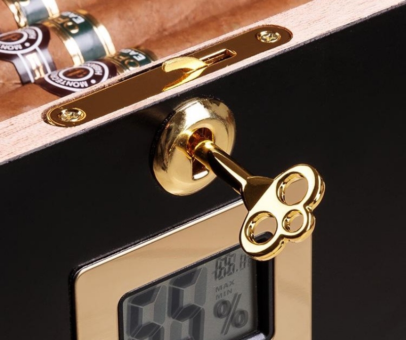 Hộp đựng cigar vân gỗ có khóa sang trọng CGL543 12